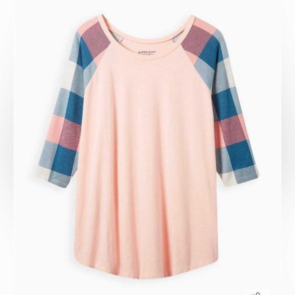 COPY - Torrid Classic Fit Super Soft Slub Crew Neck Raglan 3/4 Sleeve Tee